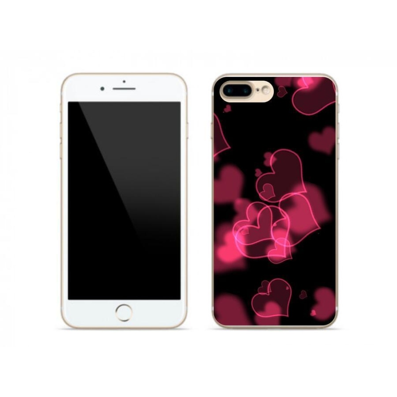 Gelový kryt mmCase na mobil iPhone 8 Plus - červená srdíčka