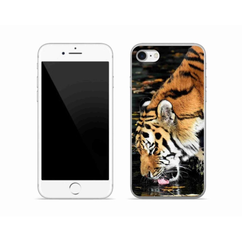 Gelový kryt mmCase na mobil iPhone SE (2020) - žíznivý tygr