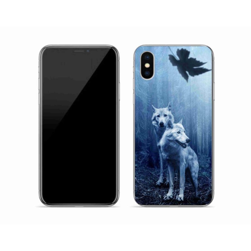 Gelový kryt mmCase na mobil iPhone X - vlci v lese