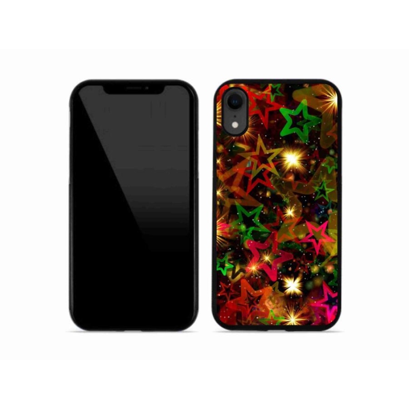 Gelový kryt mmCase na mobil iPhone XR - barevné hvězdičky