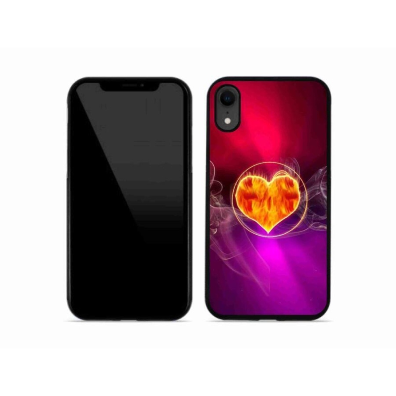 Gelový kryt mmCase na mobil iPhone XR - ohnivé srdce