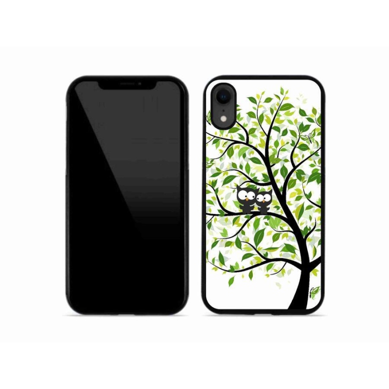 Gelový kryt mmCase na mobil iPhone XR - sovičky na stromě