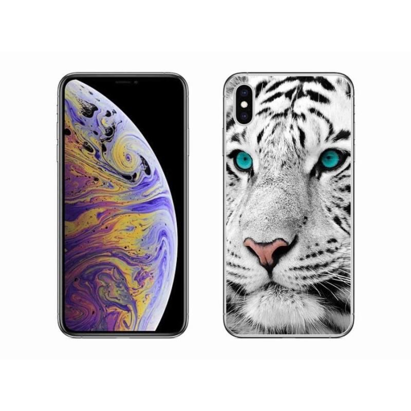 Gelový kryt mmCase na mobil iPhone XS Max - bílý tygr