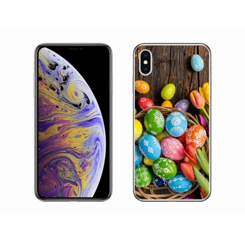 Gelový kryt mmCase na mobil iPhone XS Max - velikonoční vajíčka