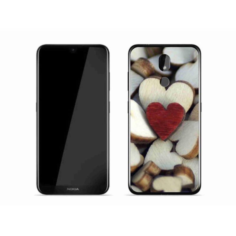 Gelový kryt mmCase na mobil Nokia 3.2 - gravírované červené srdce