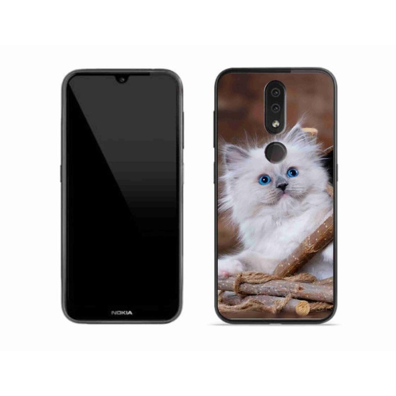 Gelový kryt mmCase na mobil Nokia 4.2 - bílé kotě
