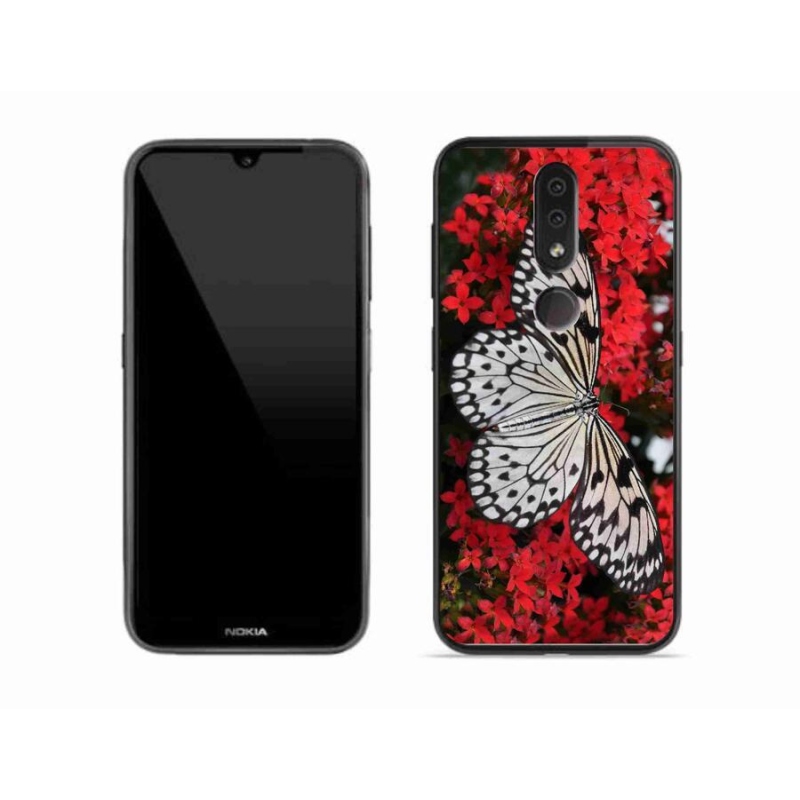 Gelový kryt mmCase na mobil Nokia 4.2 - černobílý motýl 1
