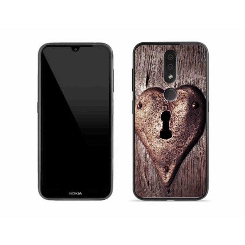 Gelový kryt mmCase na mobil Nokia 4.2 - zámek ve tvaru srdce