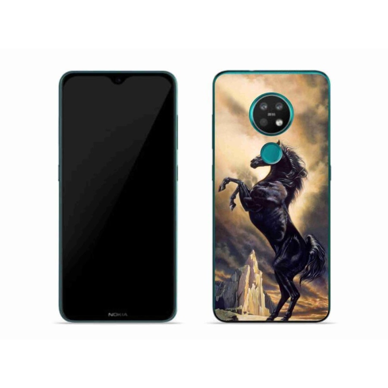 Gelový kryt mmCase na mobil Nokia 6.2 - černý kreslený kůň