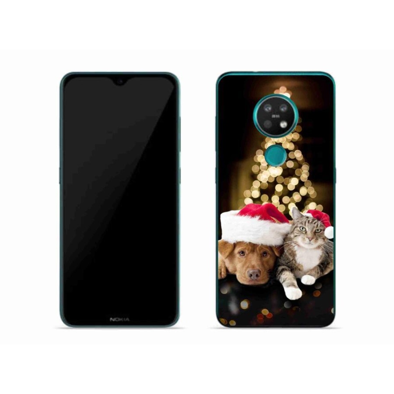 Gelový kryt mmCase na mobil Nokia 6.2 - vánoční pes a kočka