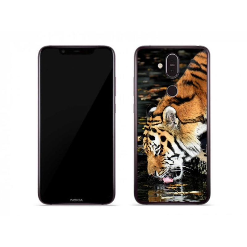 Gelový kryt mmCase na mobil Nokia 7.1 Plus - žíznivý tygr
