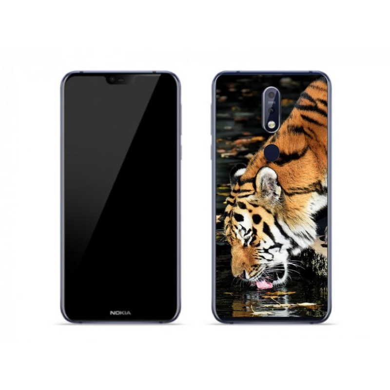 Gelový kryt mmCase na mobil Nokia 7.1 - žíznivý tygr