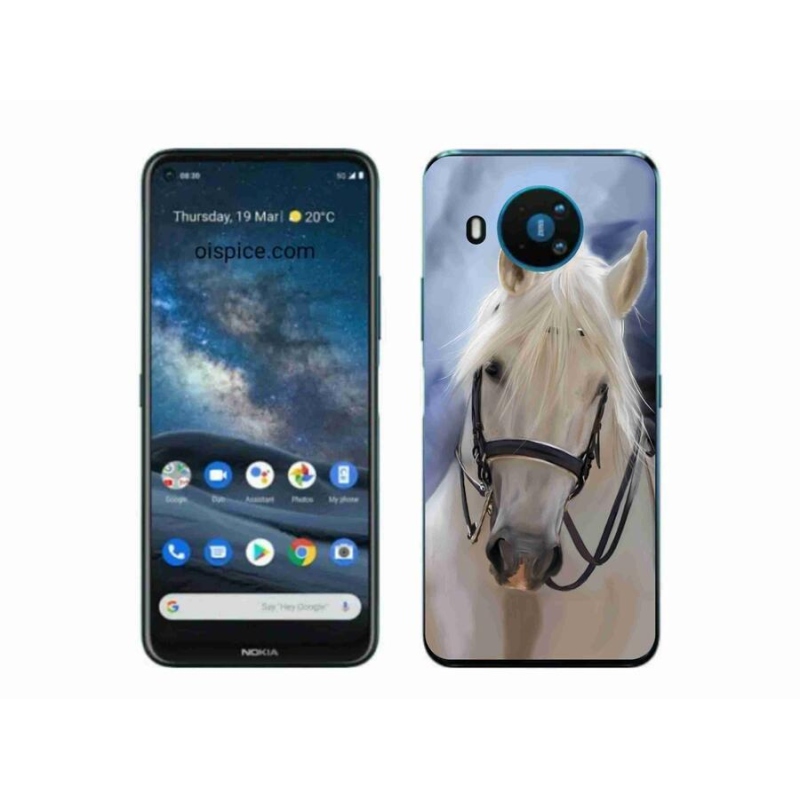 Gelový kryt mmCase na mobil Nokia 8.3 5G - bílý kůň