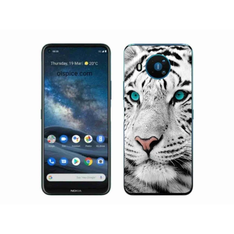 Gelový kryt mmCase na mobil Nokia 8.3 5G - bílý tygr