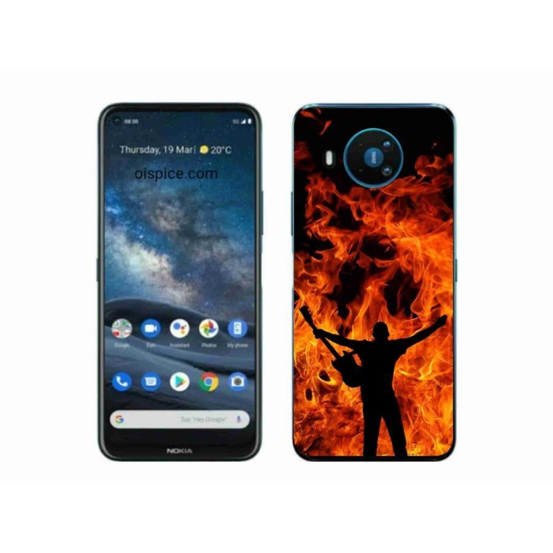 Gelový kryt mmCase na mobil Nokia 8.3 5G - muzikant a oheň