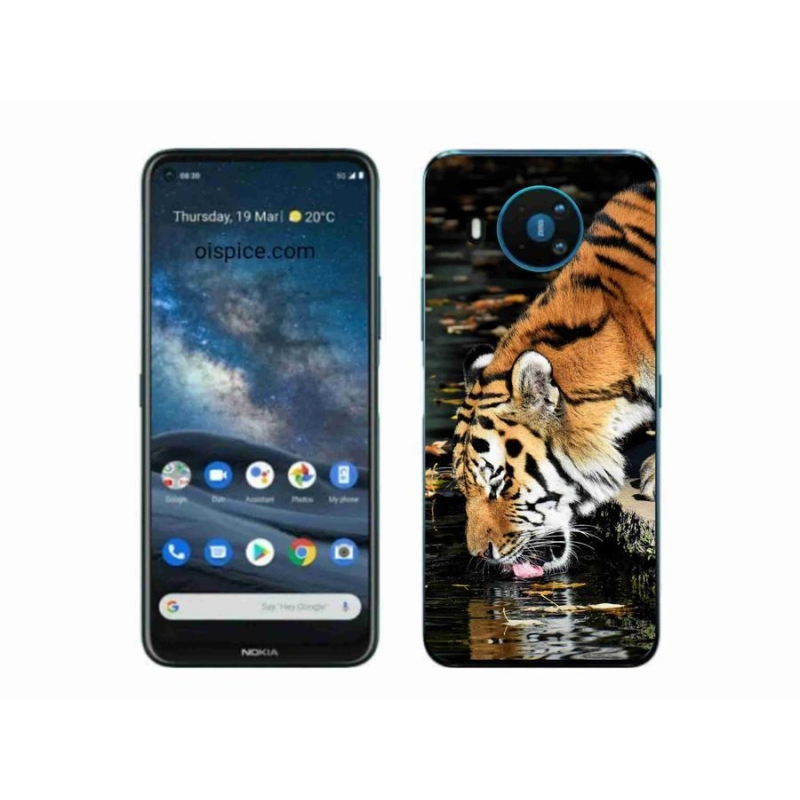 Gelový kryt mmCase na mobil Nokia 8.3 5G - žíznivý tygr