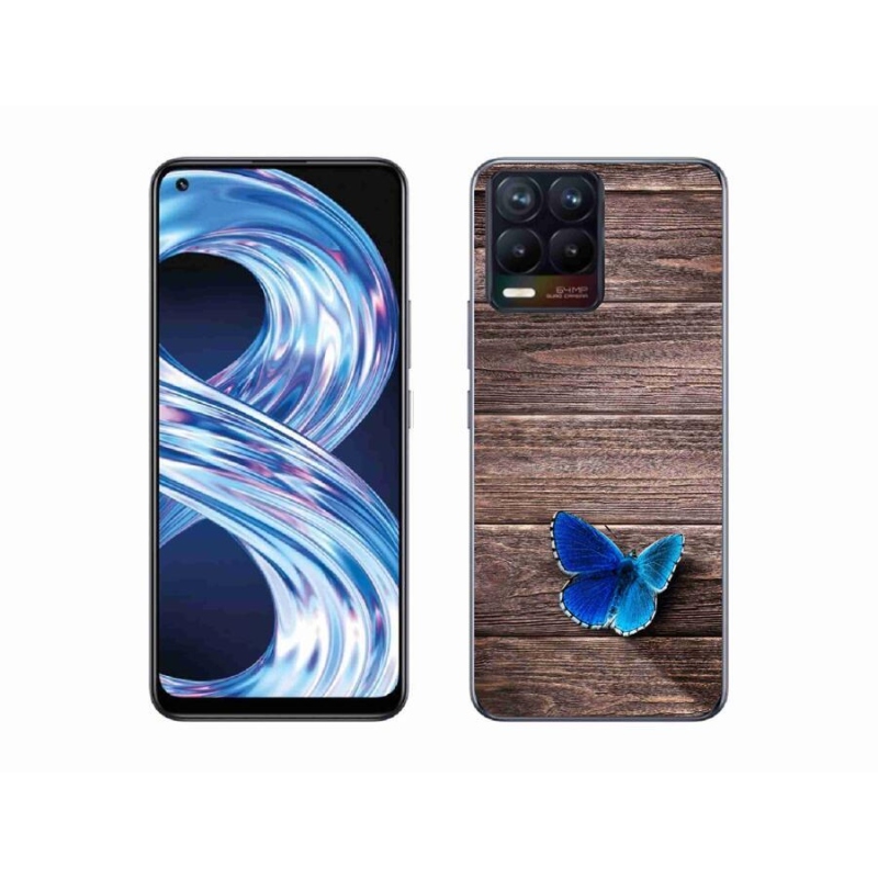 Gelový kryt mmCase na mobil Realme 8 Pro - modrý motýl 1