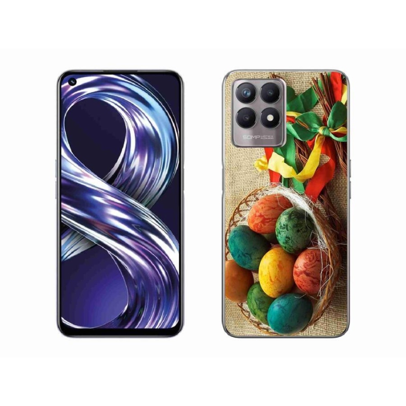 Gelový kryt mmCase na mobil Realme 8i - pomlázky a vajíčka