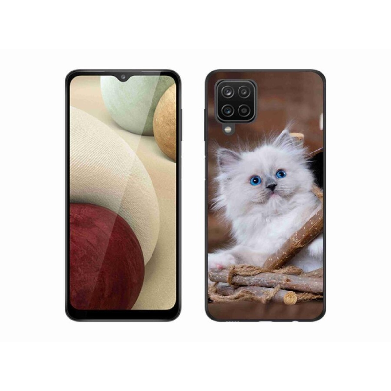 Gelový kryt mmCase na mobil Samsung Galaxy A12 - bílé kotě