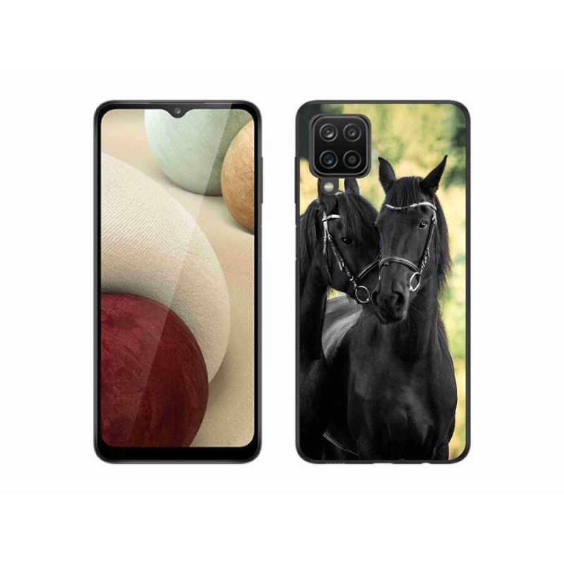 Gelový kryt mmCase na mobil Samsung Galaxy A12 - dva černí koně