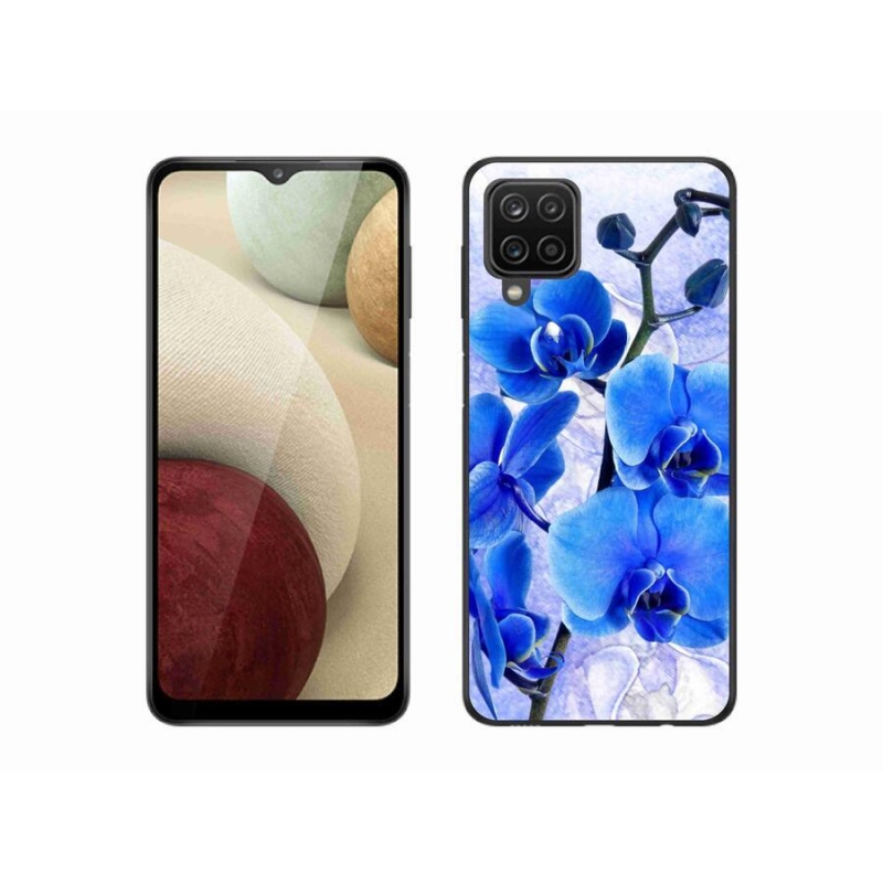 Gelový kryt mmCase na mobil Samsung Galaxy A12 - modré květy
