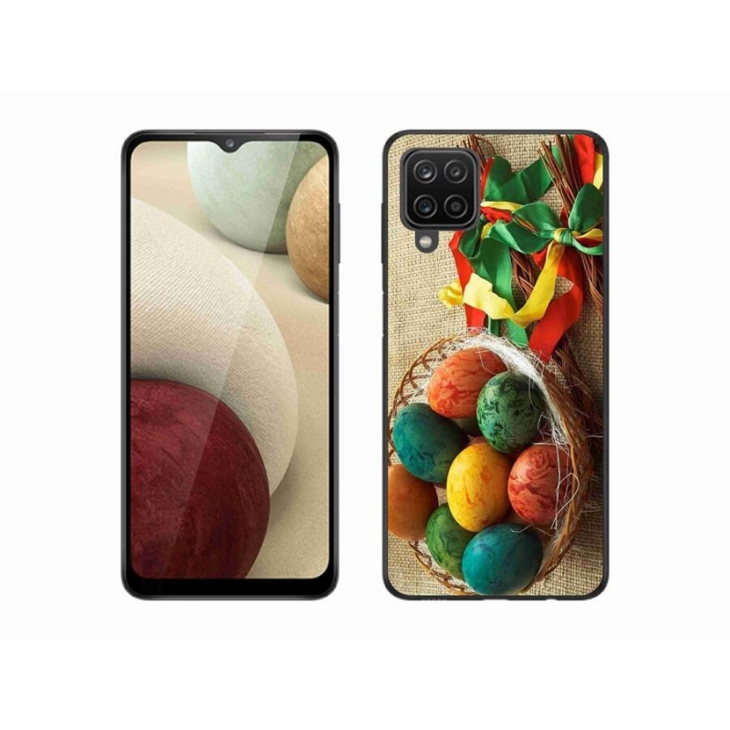 Gelový kryt mmCase na mobil Samsung Galaxy A12 - pomlázky a vajíčka