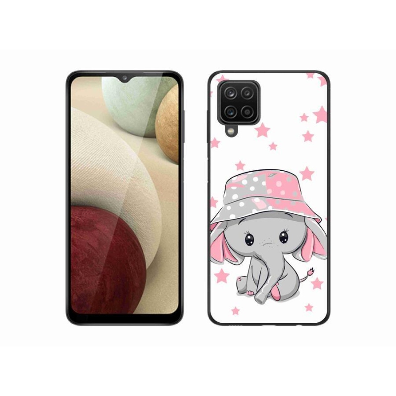 Gelový kryt mmCase na mobil Samsung Galaxy A12 - růžový slon
