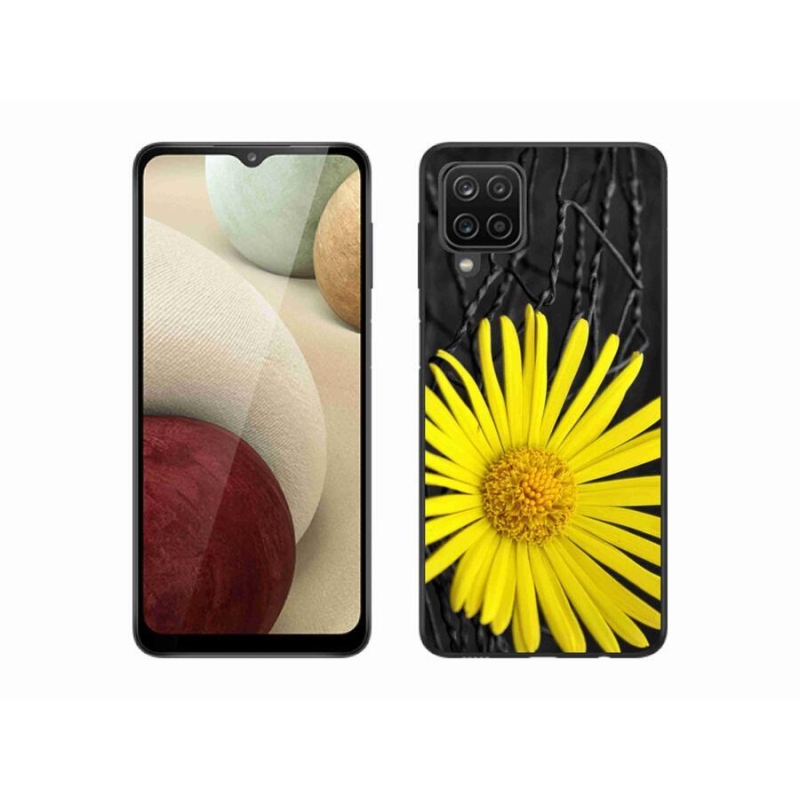 Gelový kryt mmCase na mobil Samsung Galaxy A12 - žlutá květina