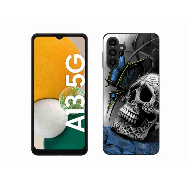 Gelový kryt mmCase na mobil Samsung Galaxy A13 5G - motýl a lebka