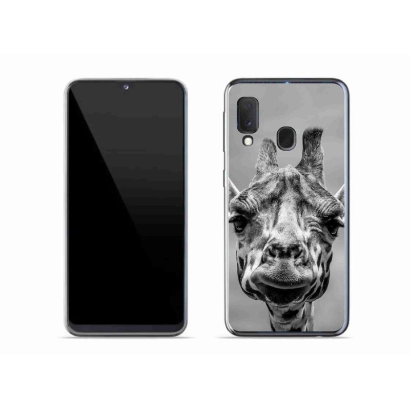 Gelový kryt mmCase na mobil Samsung Galaxy A20e - černobílá žirafa