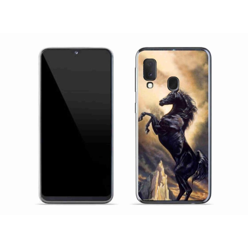 Gelový kryt mmCase na mobil Samsung Galaxy A20e - černý kreslený kůň