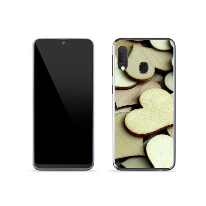 Gelový kryt mmCase na mobil Samsung Galaxy A20e - dřevěná srdíčka