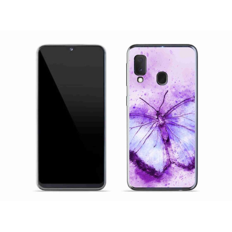 Gelový kryt mmCase na mobil Samsung Galaxy A20e - fialový motýl