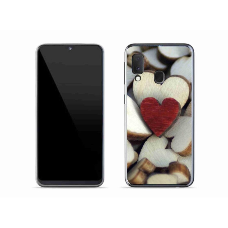 Gelový kryt mmCase na mobil Samsung Galaxy A20e - gravírované červené srdce