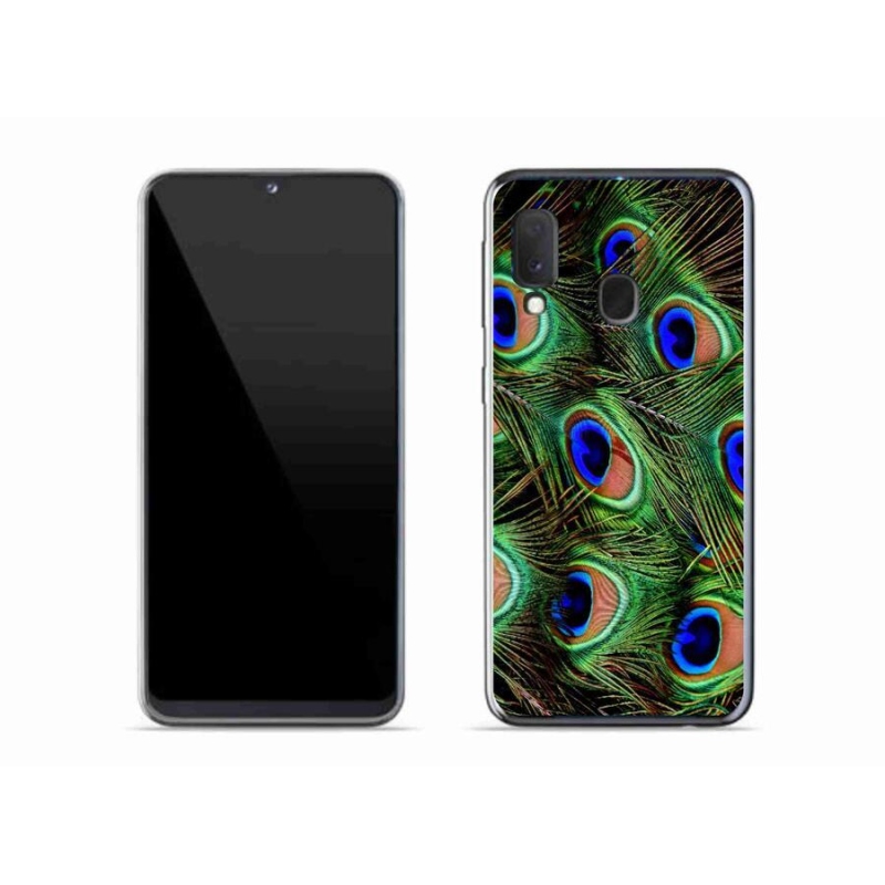 Gelový kryt mmCase na mobil Samsung Galaxy A20e - paví peří