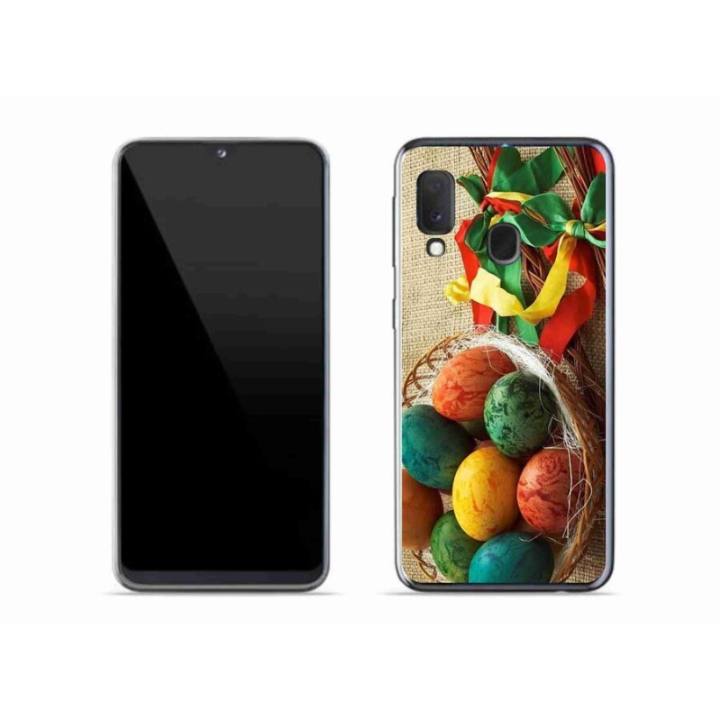 Gelový kryt mmCase na mobil Samsung Galaxy A20e - pomlázky a vajíčka
