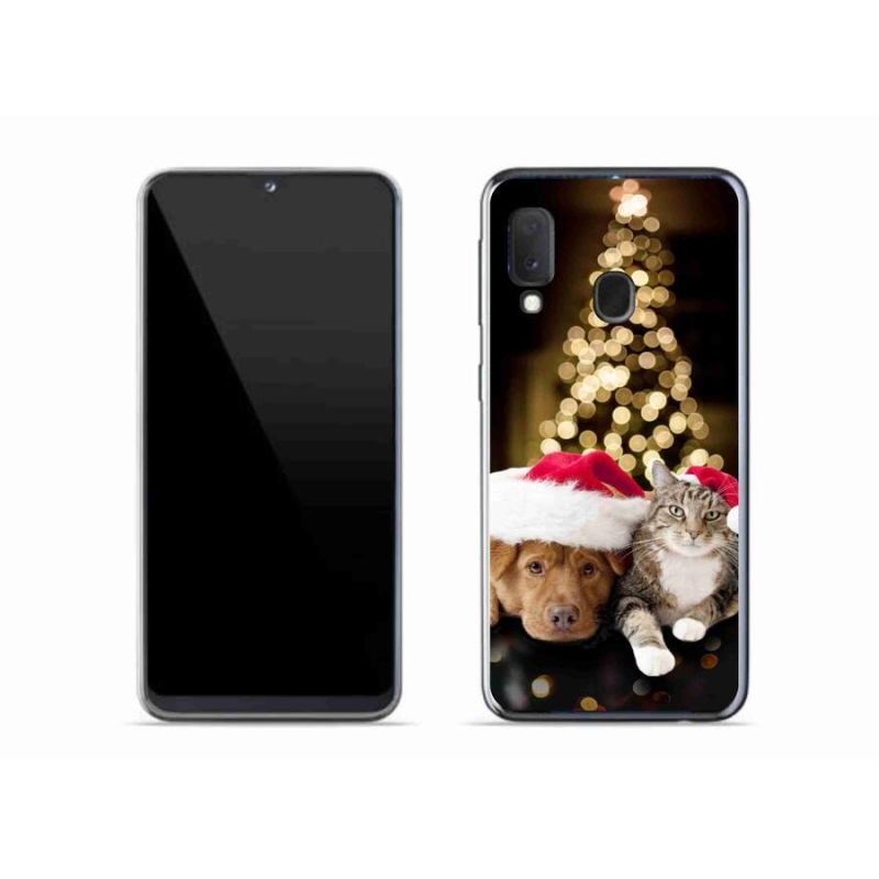 Gelový kryt mmCase na mobil Samsung Galaxy A20e - vánoční pes a kočka