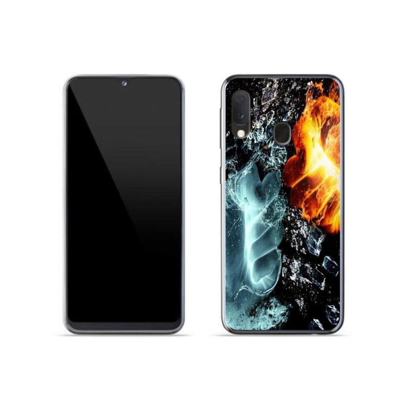 Gelový kryt mmCase na mobil Samsung Galaxy A20e - voda a oheň