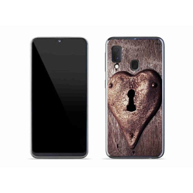 Gelový kryt mmCase na mobil Samsung Galaxy A20e - zámek ve tvaru srdce