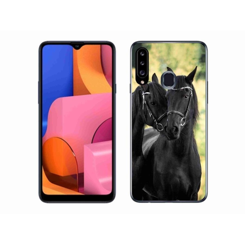 Gelový kryt mmCase na mobil Samsung Galaxy A20s - dva černí koně