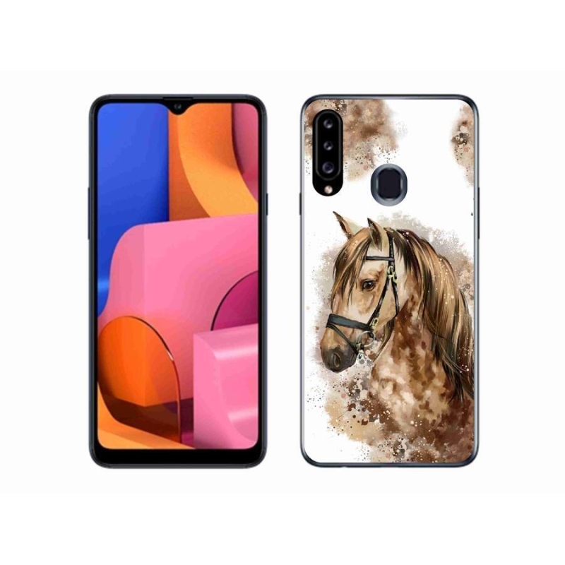 Gelový kryt mmCase na mobil Samsung Galaxy A20s - hnědý kreslený kůň