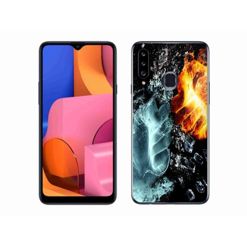 Gelový kryt mmCase na mobil Samsung Galaxy A20s - voda a oheň