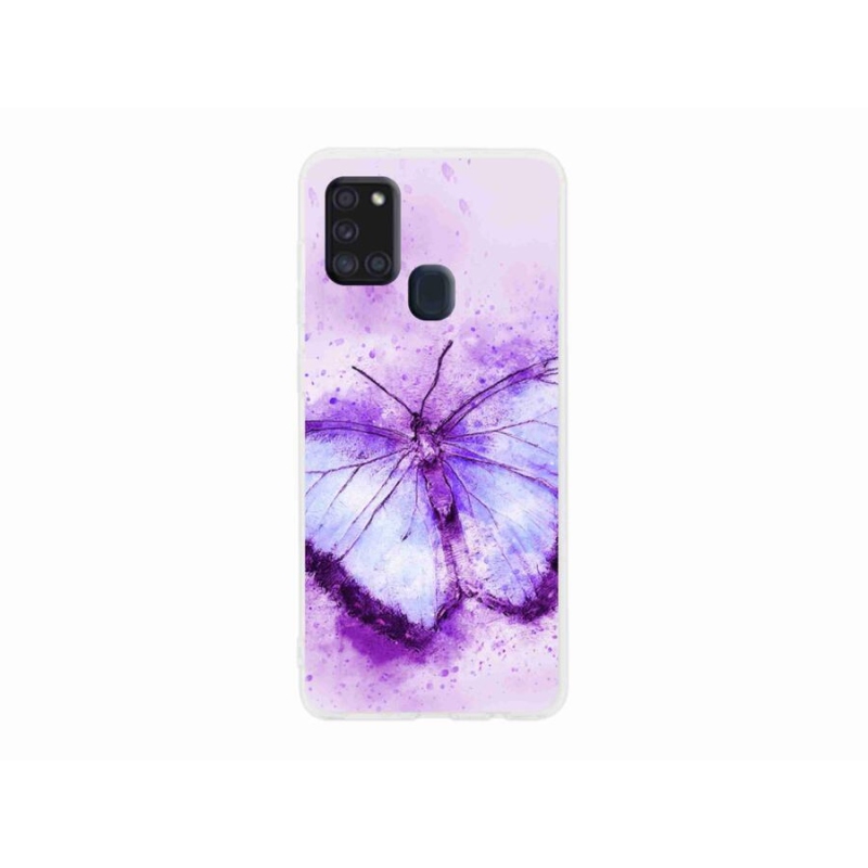 Gelový kryt mmCase na mobil Samsung Galaxy A21s - fialový motýl
