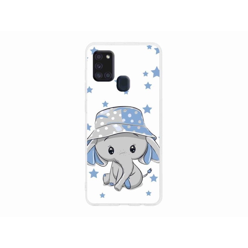 Gelový kryt mmCase na mobil Samsung Galaxy A21s - modrý slon