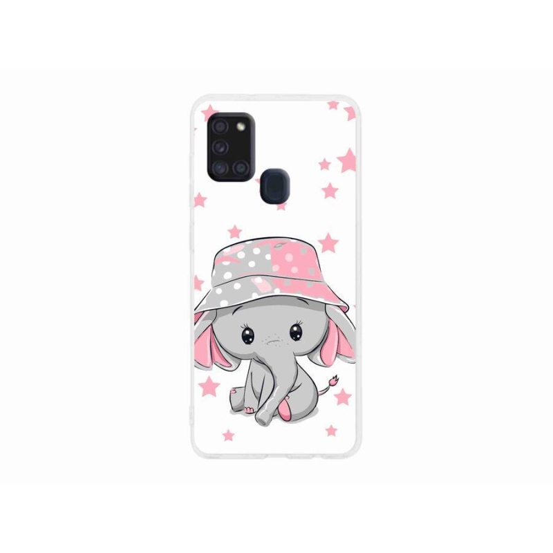 Gelový kryt mmCase na mobil Samsung Galaxy A21s - růžový slon