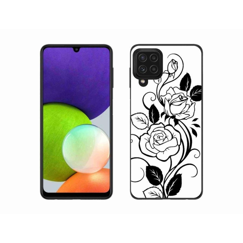 Gelový kryt mmCase na mobil Samsung Galaxy A22 4G - černobílá růže