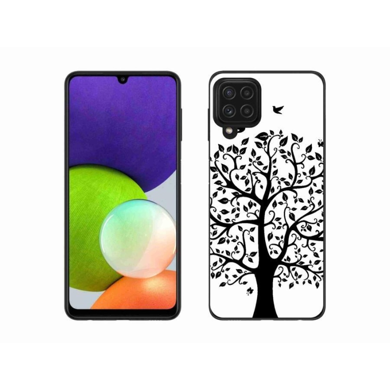 Gelový kryt mmCase na mobil Samsung Galaxy A22 4G - černobílý strom