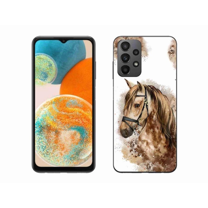 Gelový kryt mmCase na mobil Samsung Galaxy A23 4G/5G - hnědý kreslený kůň