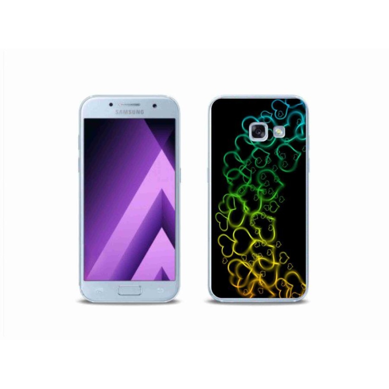 Gelový kryt mmCase na mobil Samsung Galaxy A3 (2017) - barevná srdíčka