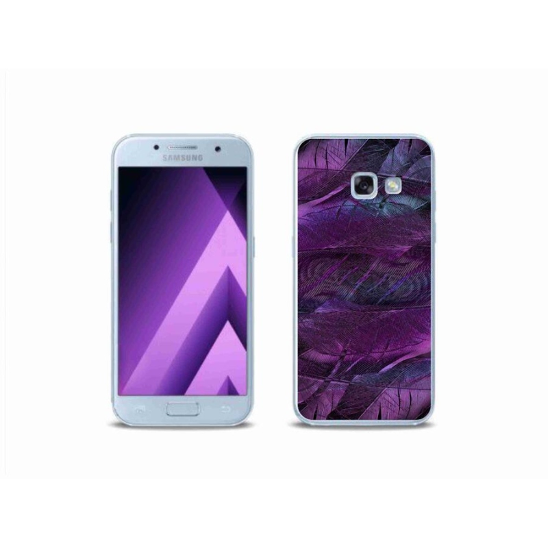 Gelový kryt mmCase na mobil Samsung Galaxy A3 (2017) - fialová pírka